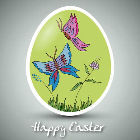 beautiful Easter Egg with painted butterfliesのイラスト素材