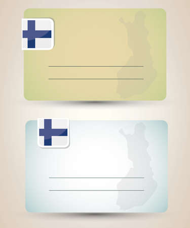 business card with flag and map of Finlandのイラスト素材
