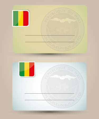 business card with flag and coat of arms of Maliのイラスト素材