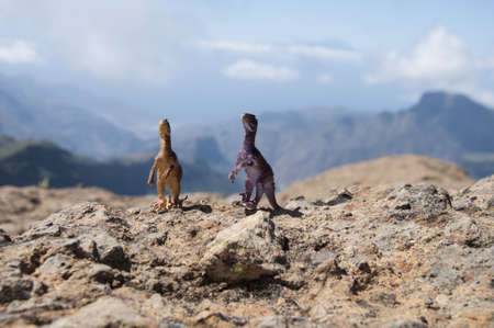 dinosaur in landscape の写真素材