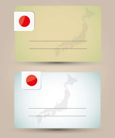 business card with flag and map of Japanのイラスト素材
