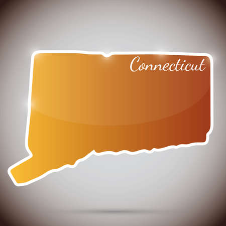 vintage sticker in form of Connecticut state, USAのイラスト素材