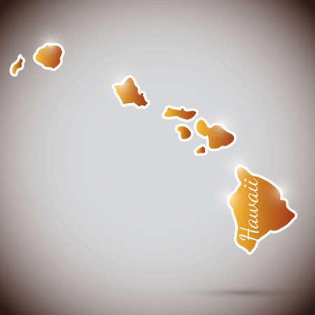 vintage sticker in form of Hawaii state, USAのイラスト素材