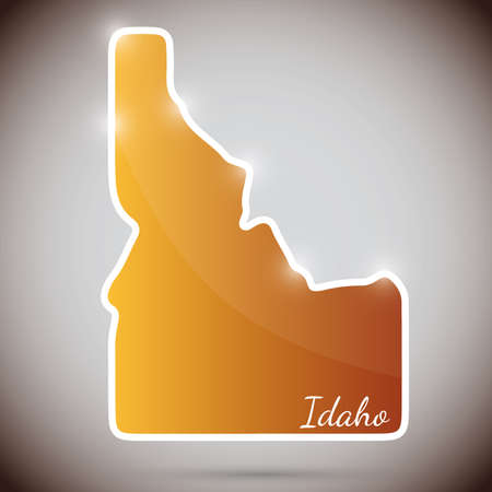 vintage sticker in form of Idaho state, USAのイラスト素材