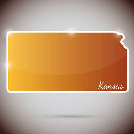 vintage sticker in form of Kansas state, USAのイラスト素材