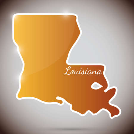 vintage sticker in form of Louisiana state, USAのイラスト素材