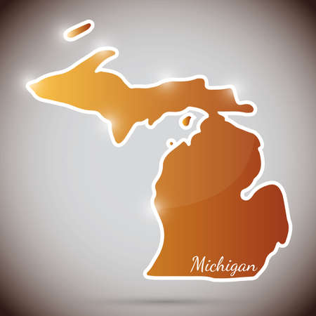 vintage sticker in form of Michigan state, USAのイラスト素材