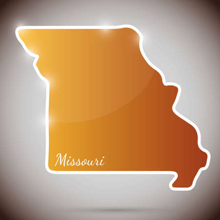 vintage sticker in form of Missouri state, USAのイラスト素材