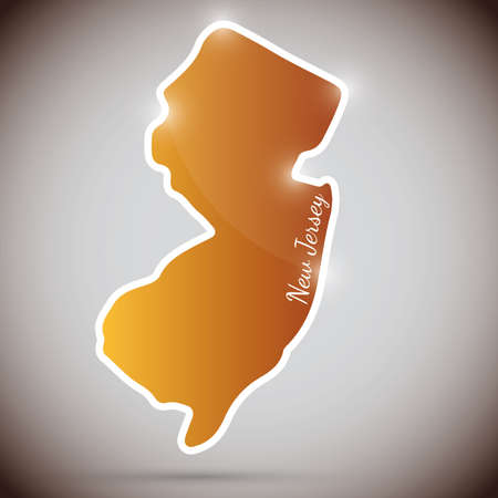 vintage sticker in form of New Jersey state, USA のイラスト素材