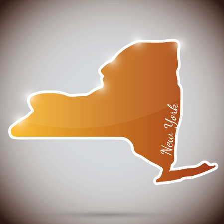 vintage sticker in form of New York state, USA のイラスト素材