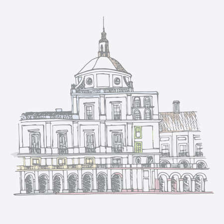 urban sketch of the Royal Palace in Aranjuezのイラスト素材