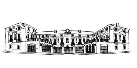 urban sketch of the Casa de Labrador in Aranjuez, Spainのイラスト素材