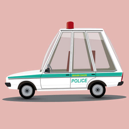 funny cartoon miami police carのイラスト素材