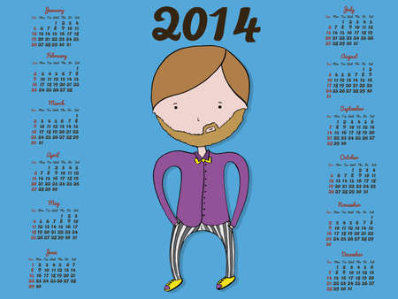 Hipster Calendar 2014のイラスト素材