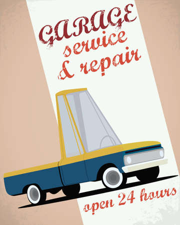 Retro car service sign のイラスト素材