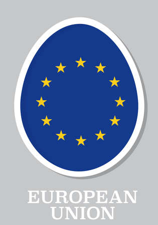 sticker flag of European Union in form of easter eggのイラスト素材