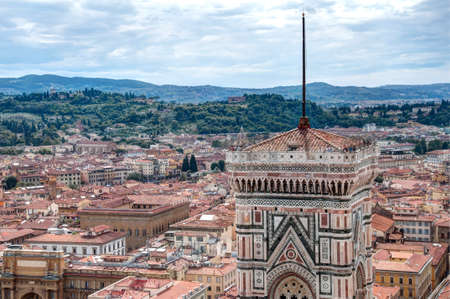 View of the Cathedrals Tower and the city, Florence, Italy の写真素材