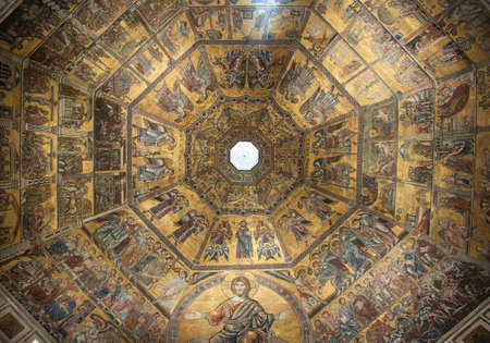 Golden mosaic in baptistery of Santa Maria dei Fiore in Florence, Italy 