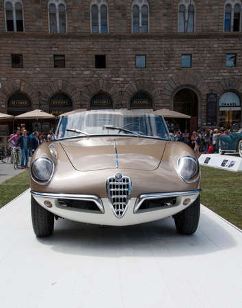 FLORENCE, ITALY - JUNE 15, 2014  limited edition vintage car Alfa Romeo Giulietta Spider Bertone ...