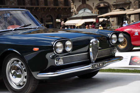 FLORENCE, ITALY - JUNE 15, 2014  limited edition vintage car Alfa Romeo 2000 Praho Touring exposed at Firenze Hometown of Fashion Vintage Car Show, on June 15, 2014 in Florence, Italyのeditorial素材