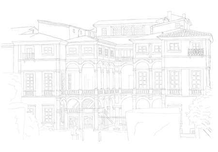 italian villa in Lucca - urban sketchのイラスト素材