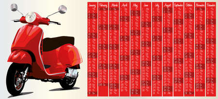 2015 calendar with retro scooterのイラスト素材