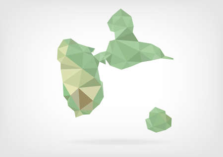 Low Poly map of french region Guadeloupeのイラスト素材