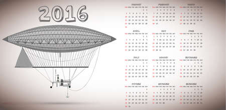 2016 vintage balloon calendarのイラスト素材