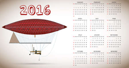 2016 vintage balloon calendarのイラスト素材