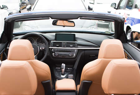 Deggendorf, Germany - APRIL 23 2016: interior of a 2016 BMW 4 Series Convertible during the luxury...