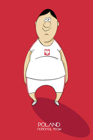 Cartoon football player in a jersey of national team of Polandのイラスト素材