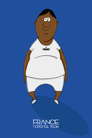 Cartoon football player in a jersey of national team of Franceのイラスト素材
