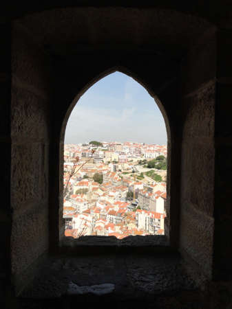 Lisbon through a windowの写真素材