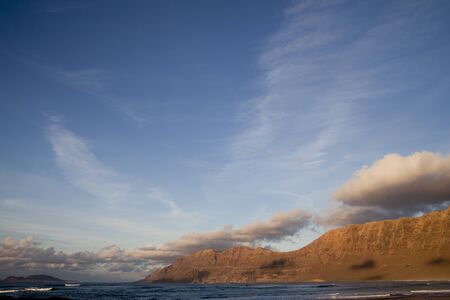 Mountains of the Surf Beach Famara in Lanzaroteの写真素材