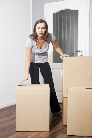 Woman moving houseの写真素材