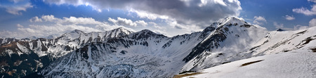 View of the snow-covered Tatra peak Wo?owiecの写真素材