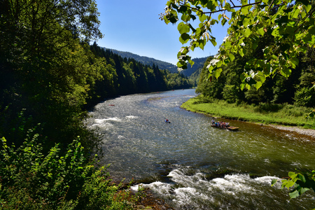 Beautiful view of Pieniny mountain river Dunajecの写真素材