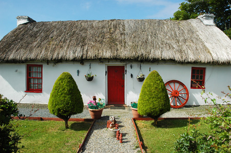 Typical Irish house with a thatched roofのeditorial素材