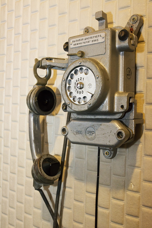 antique telephone inside the palace of the former KGB in Vilniusのeditorial素材