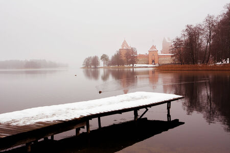 Trakai castle in winter with snowのeditorial素材