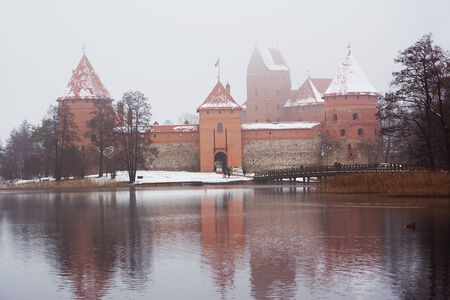 Trakai castle in winter with snow