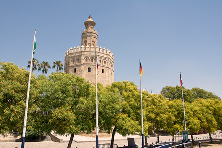 tower of the gold on the shore of the guadalquivir to sivigliaのeditorial素材