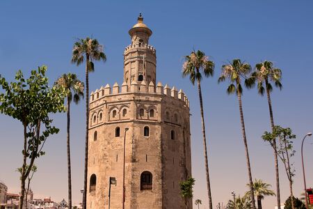 Tower gold (Torre de Oro) in Sevilla on Guadalquivirのeditorial素材