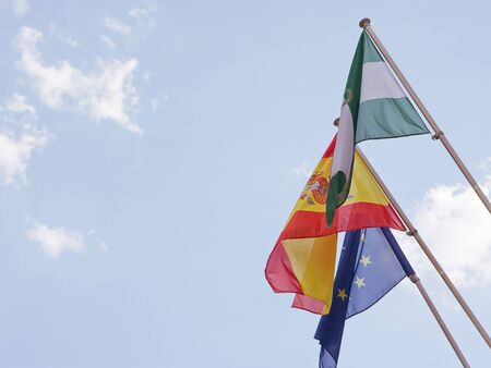 Flag of spain, europe and andalucia