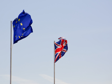 Flag Europe and United Kindom togetherの写真素材