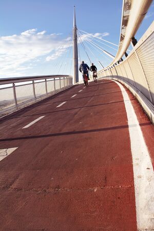 Bike path on the bridge of the sea of Pescara