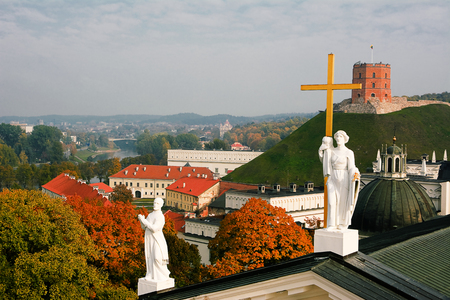 Panorama of cathedral of Vilnius の写真素材