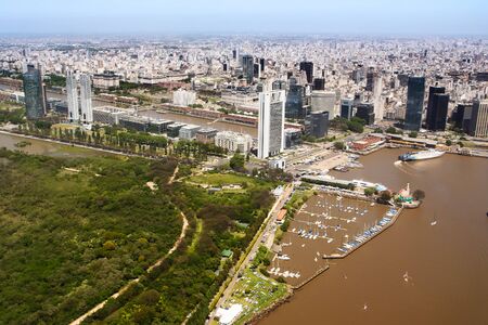 The Puerto Madero neighborhood of Buenos Aires view from aerial (Argentina)の写真素材