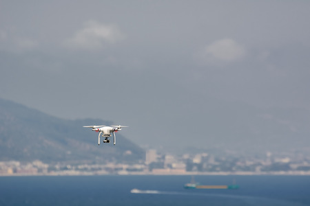 Drone flies in the Gulf of Salerno