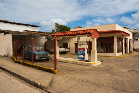 Santa Clara, Cuba - 10 december 2017: Gas station in the center of Santa Clara with nobodyのeditorial素材